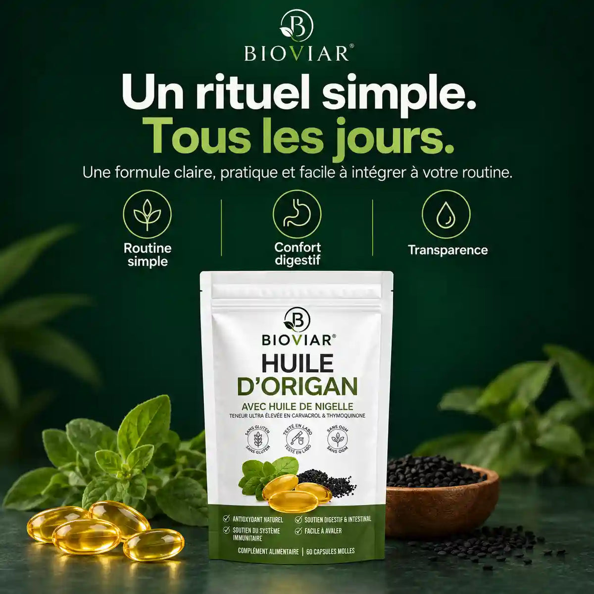 BIOVIAR® — Huile d’Origan & Nigelle Titrée au Carvacrol
