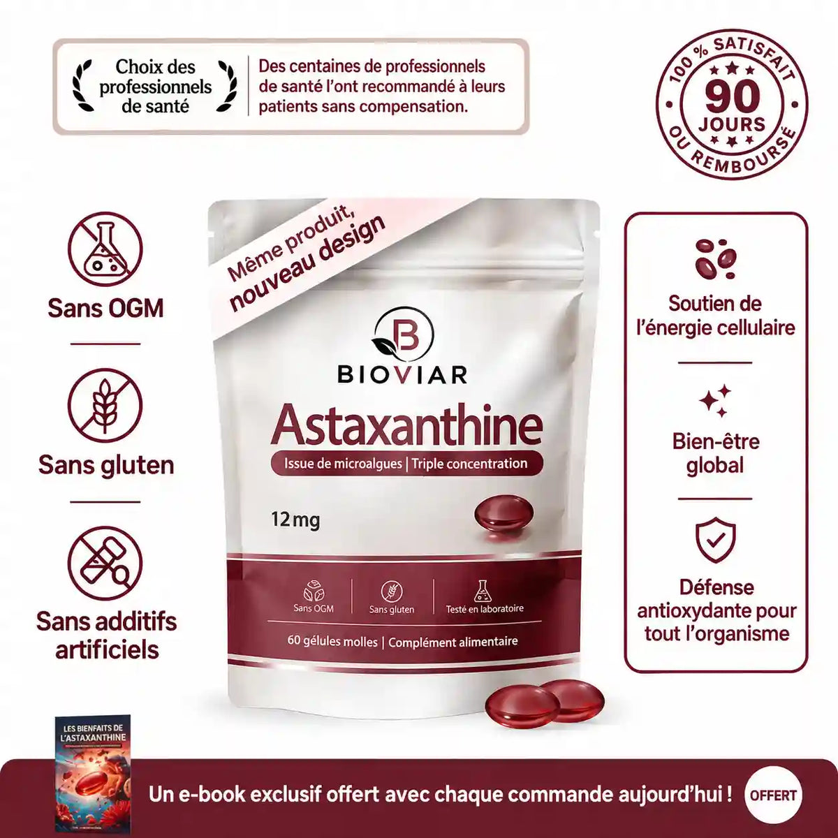 Astaxanthine Bioviar- L'antioxydant naturel le plus puissant pour le soutien de l'organisme et la protection cellulaire